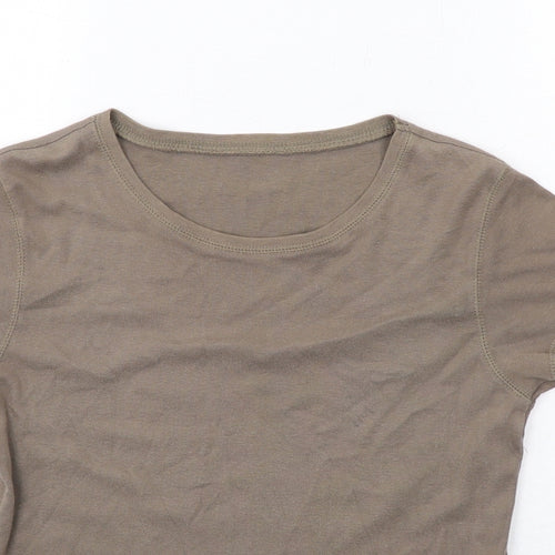 New Look Womens Brown Cotton Basic T-Shirt Size 14 Boat Neck