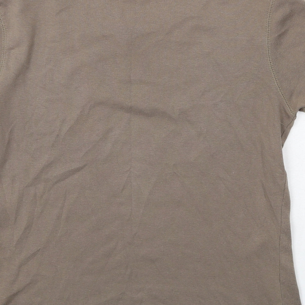 New Look Womens Brown Cotton Basic T-Shirt Size 14 Boat Neck