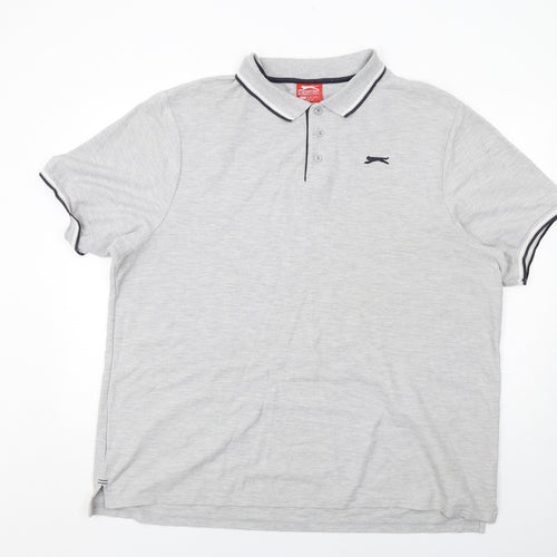 Slazenger Mens Grey Polyester Polo Size 3XL Collared Button
