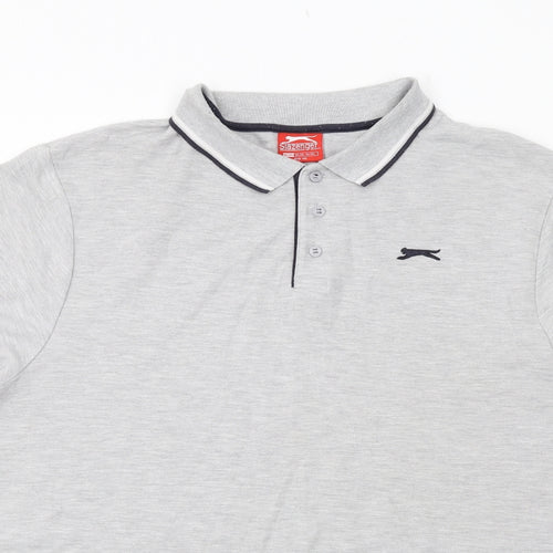 Slazenger Mens Grey Polyester Polo Size 3XL Collared Button