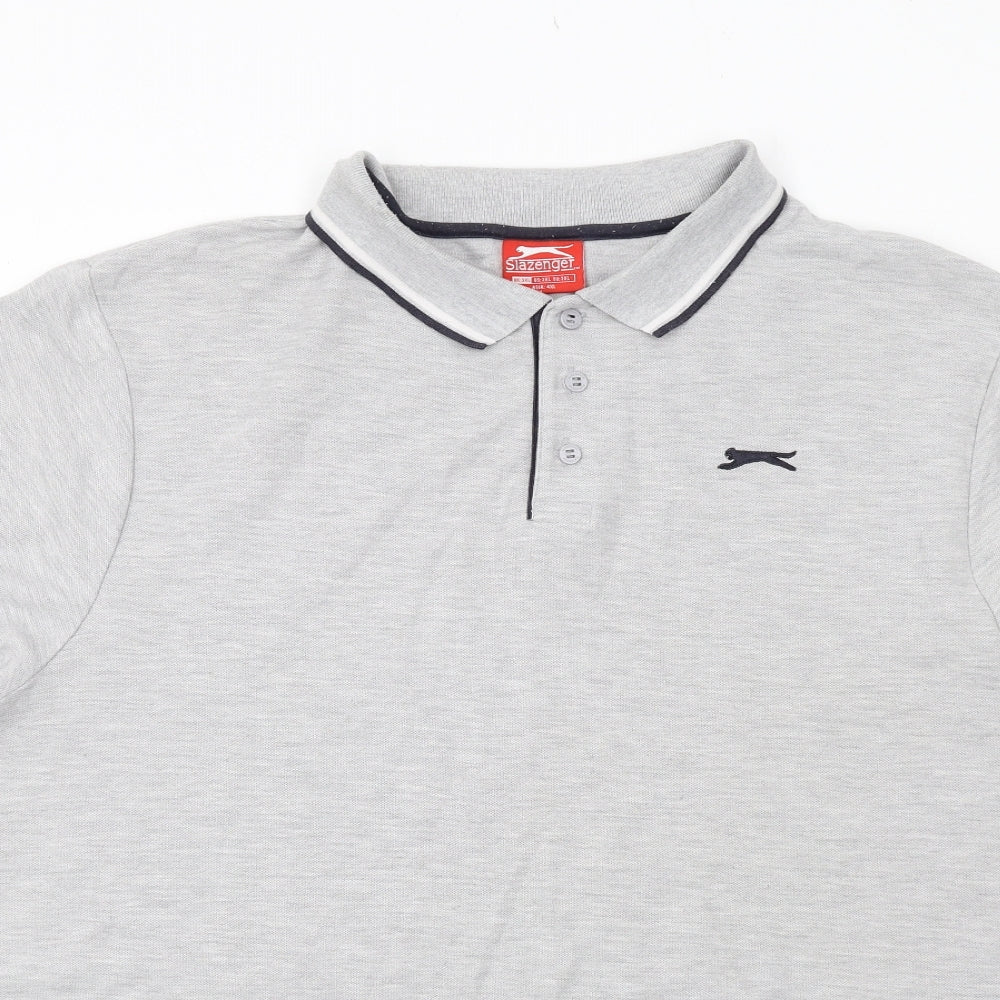 Slazenger Mens Grey Polyester Polo Size 3XL Collared Button