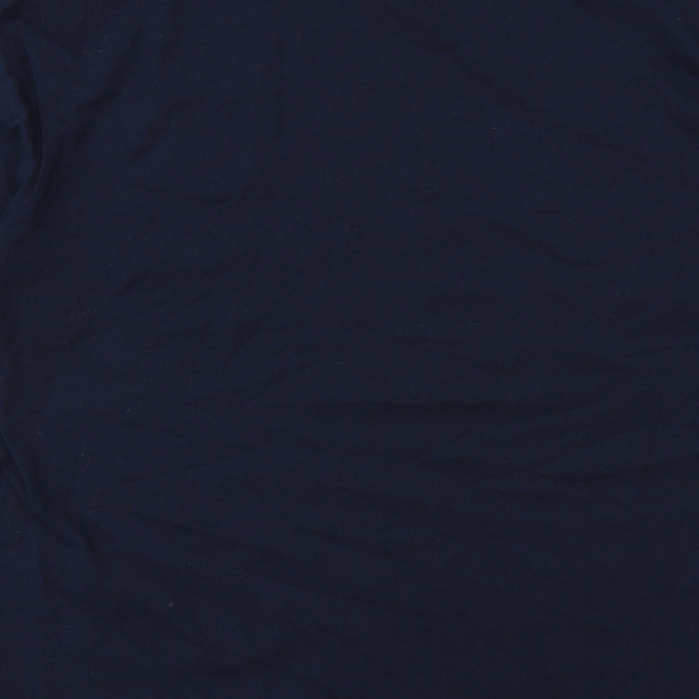 H&M Mens Blue Cotton T-Shirt Size L Round Neck - Take A Leap!