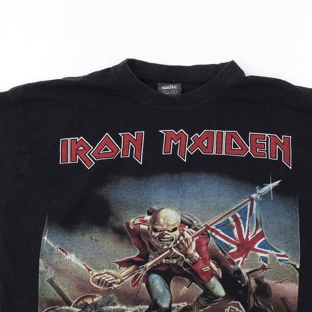 Iron Maiden Womens Black Cotton Basic T-Shirt Size S Crew Neck