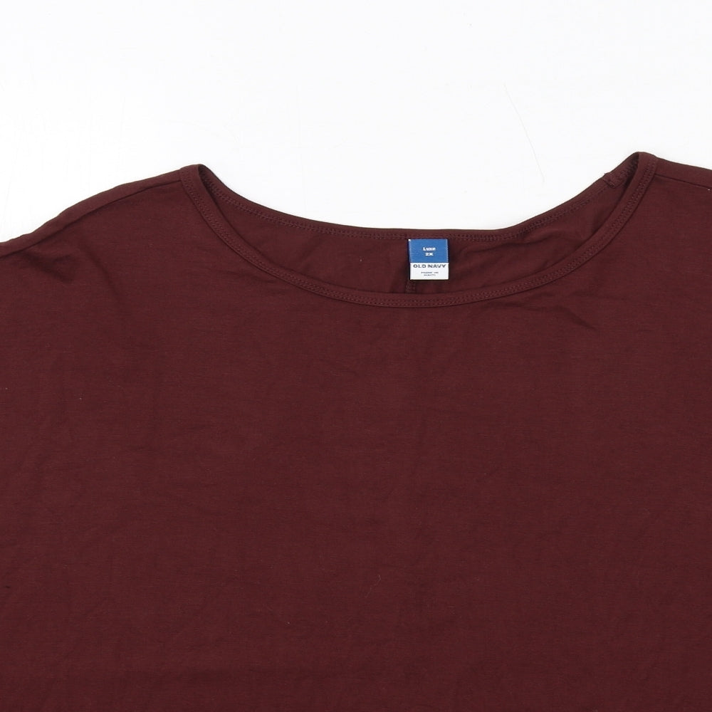 Old Navy Womens Brown Viscose Basic T-Shirt Size 2XL Round Neck