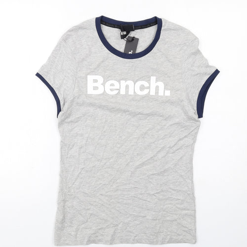 Bench Womens Grey Cotton Basic T-Shirt Size 14 Round Neck