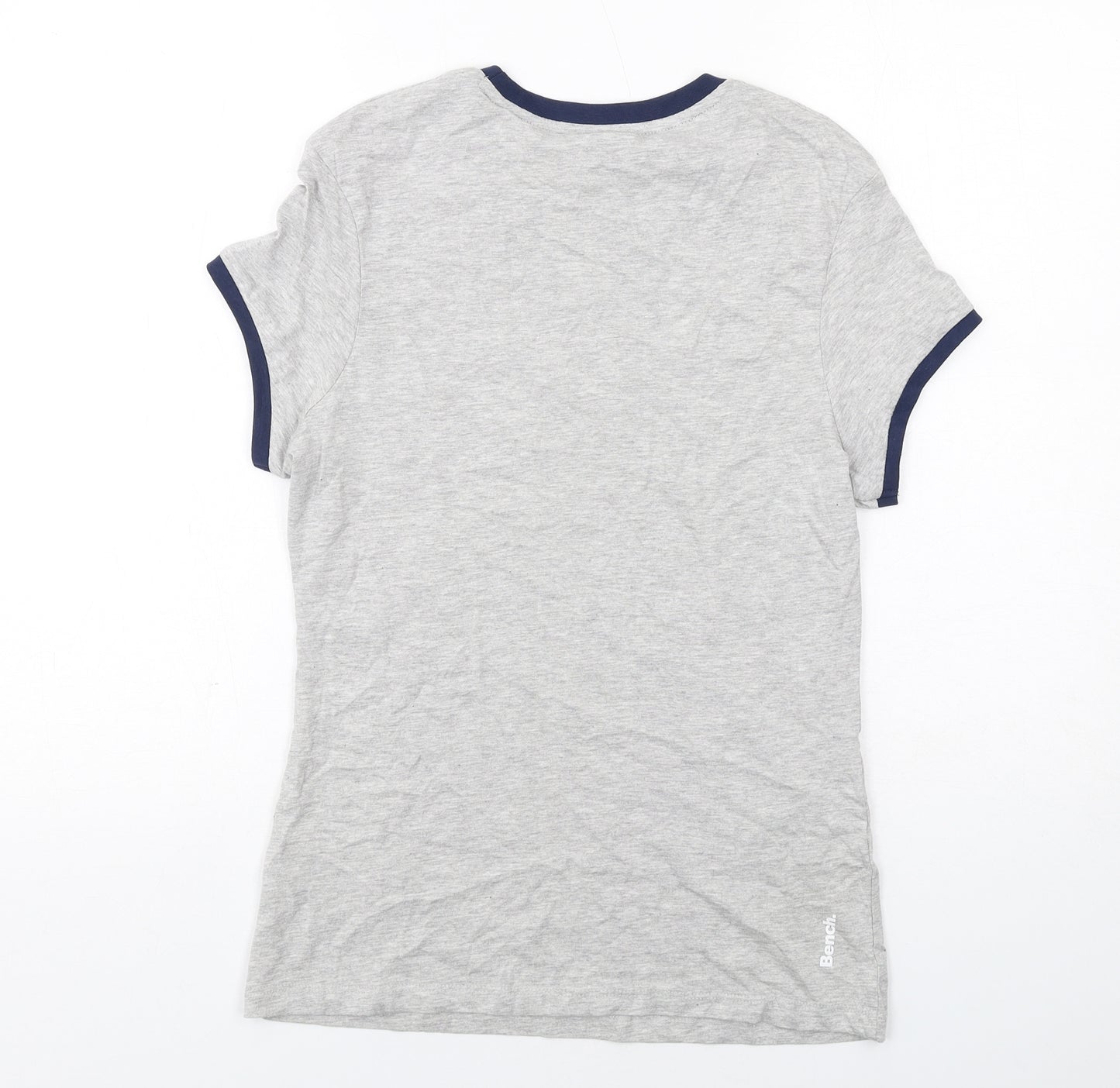 Bench Womens Grey Cotton Basic T-Shirt Size 14 Round Neck