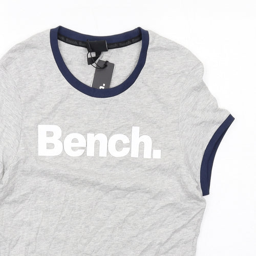 Bench Womens Grey Cotton Basic T-Shirt Size 14 Round Neck