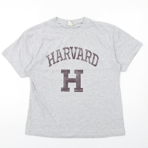 H&M Womens Grey Cotton Basic T-Shirt Size S Crew Neck - Harvard