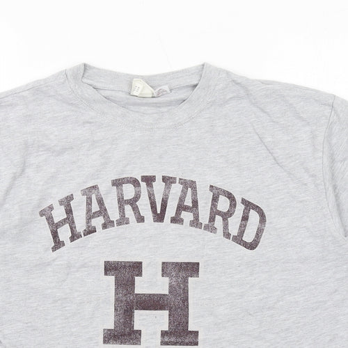 H&M Womens Grey Cotton Basic T-Shirt Size S Crew Neck - Harvard