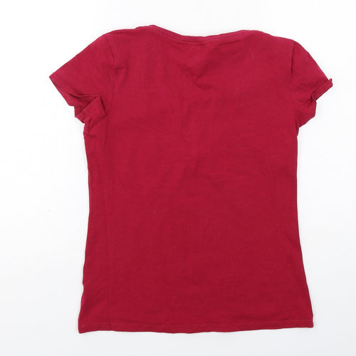 Joe Fresh Womens Red Cotton Basic T-Shirt Size M Scoop Neck