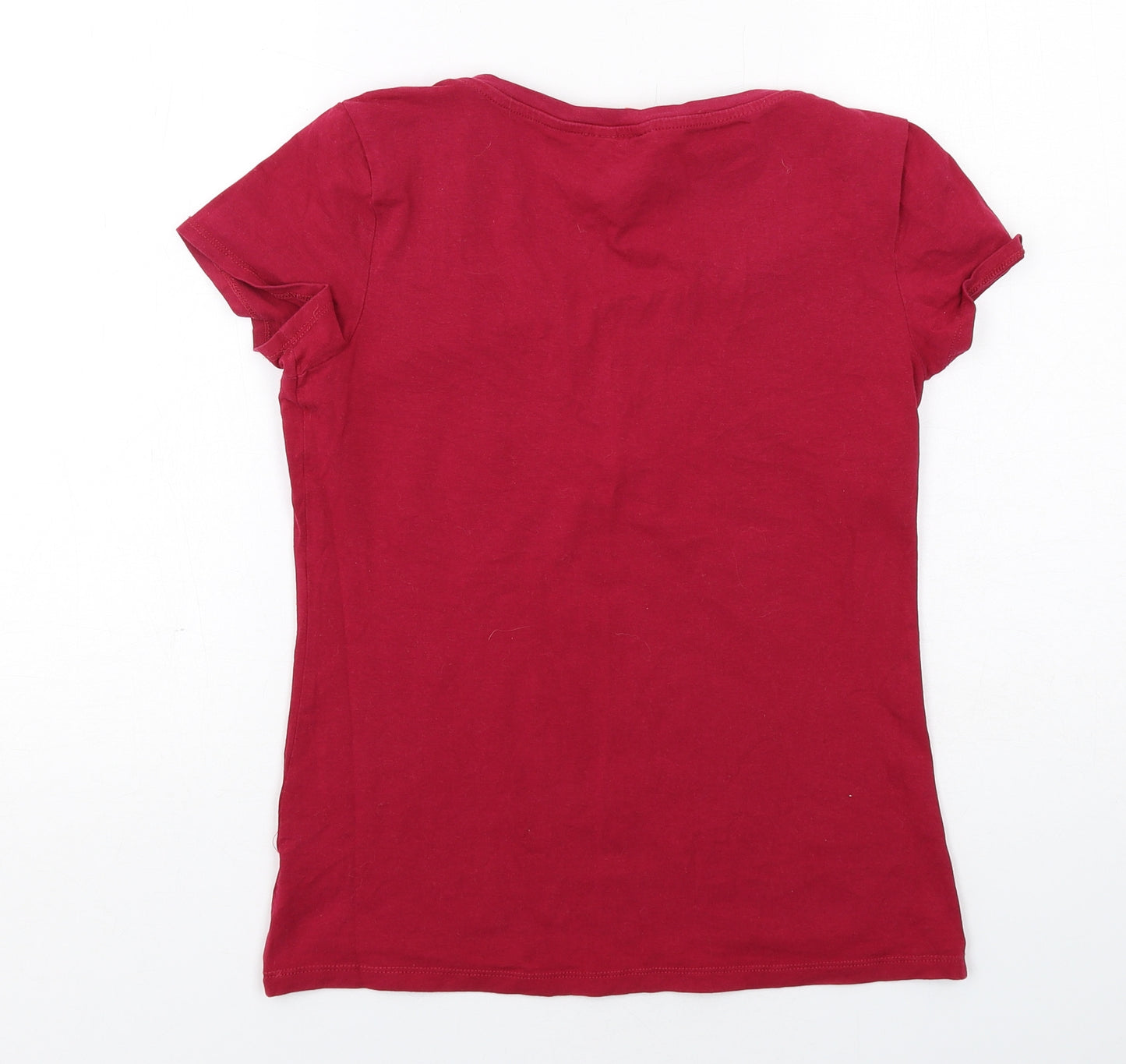 Joe Fresh Womens Red Cotton Basic T-Shirt Size M Scoop Neck