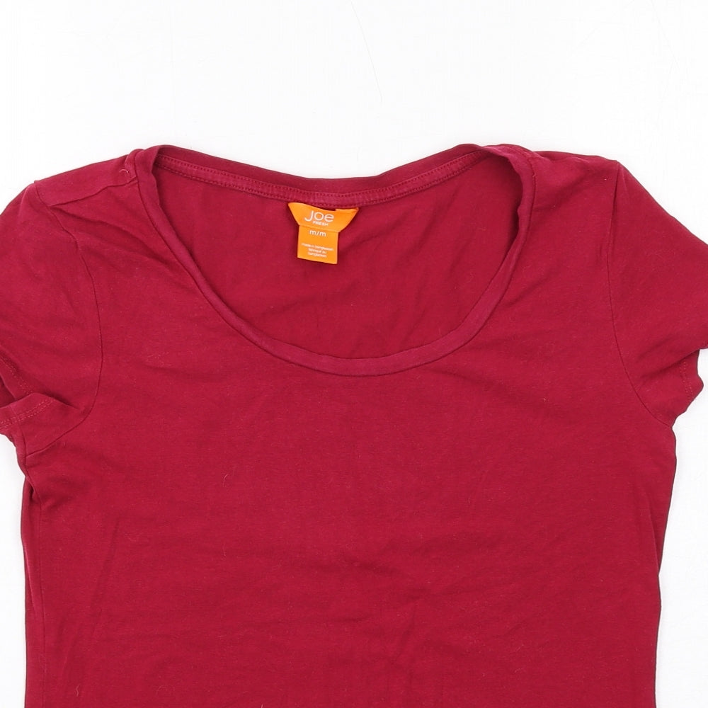 Joe Fresh Womens Red Cotton Basic T-Shirt Size M Scoop Neck