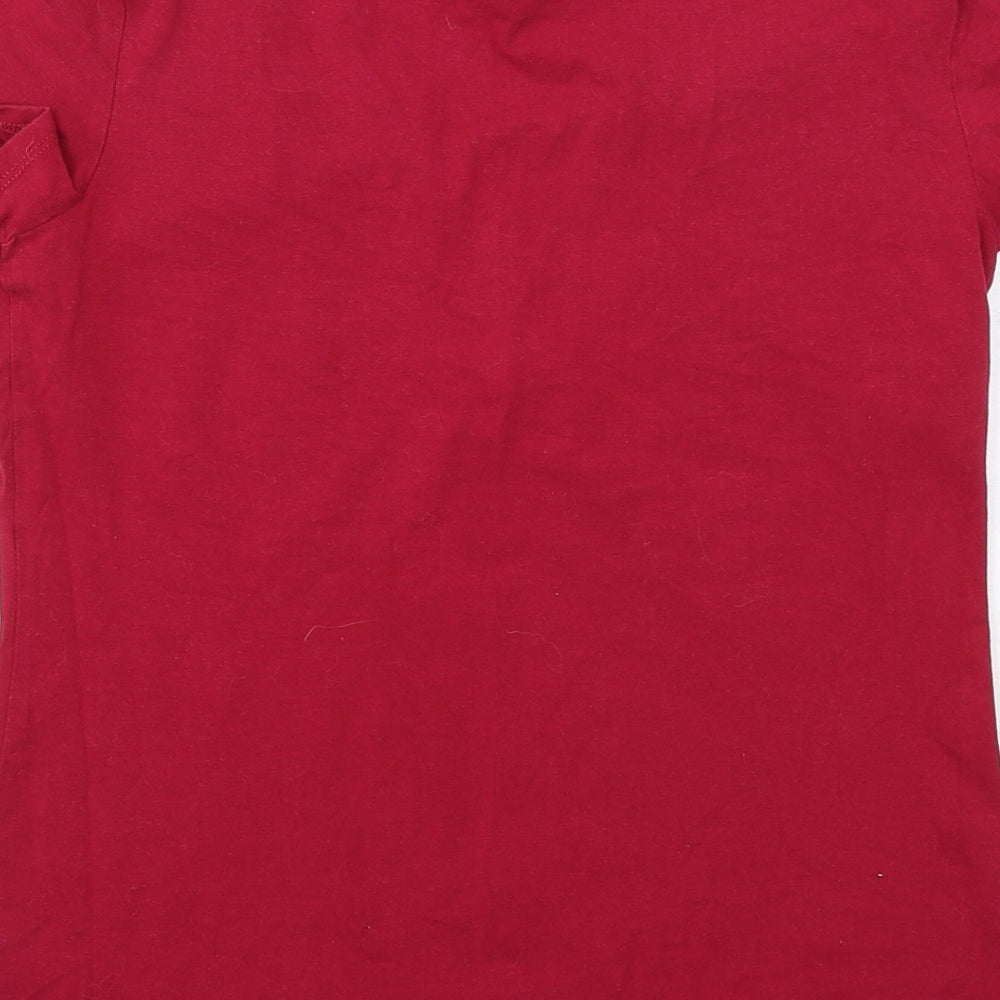 Joe Fresh Womens Red Cotton Basic T-Shirt Size M Scoop Neck