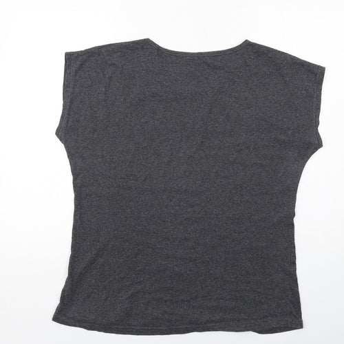 Nad Womens Grey Cotton Basic T-Shirt Size 2XL Boat Neck - Paris