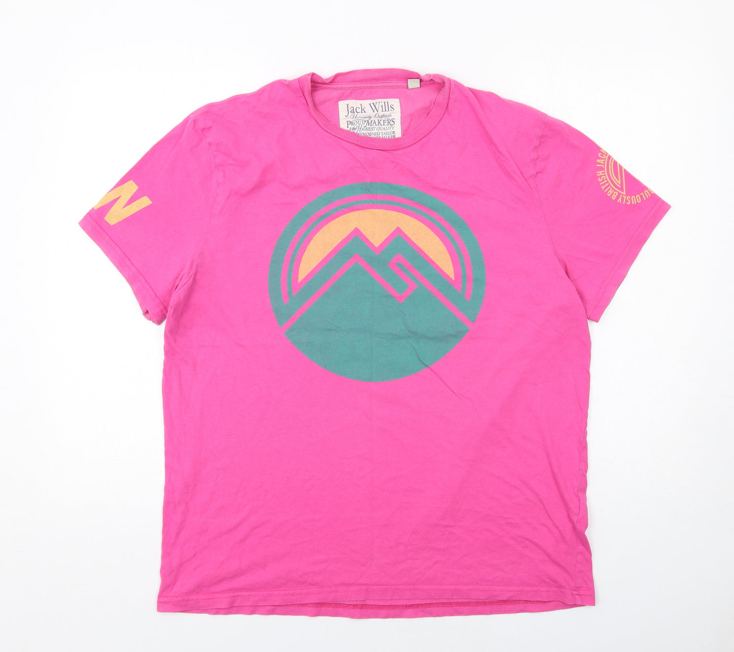 Jack Wills Womens Pink Cotton Basic T-Shirt Size XL Round Neck - Unisex