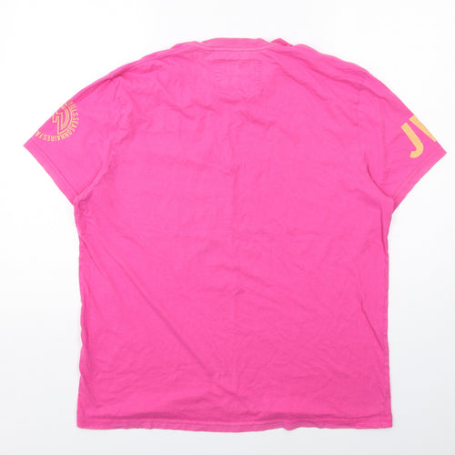 Jack Wills Womens Pink Cotton Basic T-Shirt Size XL Round Neck - Unisex