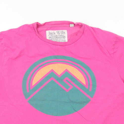 Jack Wills Womens Pink Cotton Basic T-Shirt Size XL Round Neck - Unisex