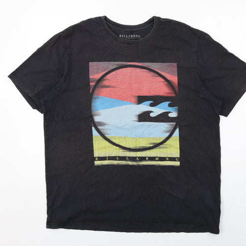 Billabong Mens Black Cotton T-Shirt Size 3XL Round Neck