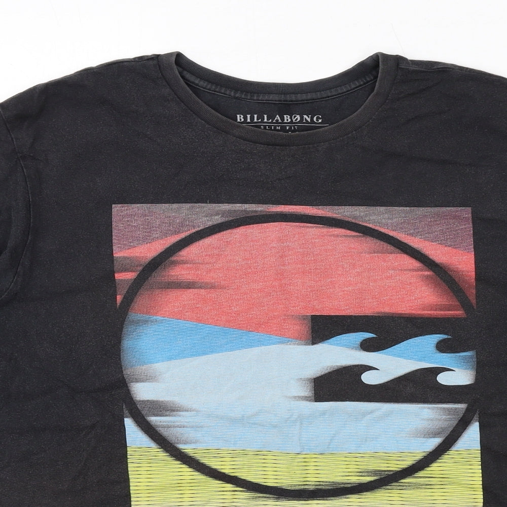 Billabong Mens Black Cotton T-Shirt Size 3XL Round Neck