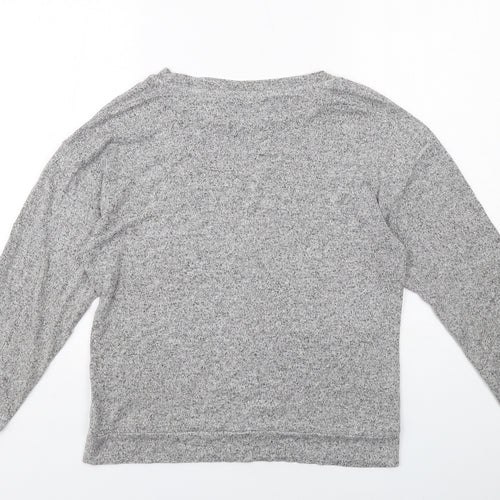 Golddigga Womens Grey Viscose Basic T-Shirt Size 12 Round Neck