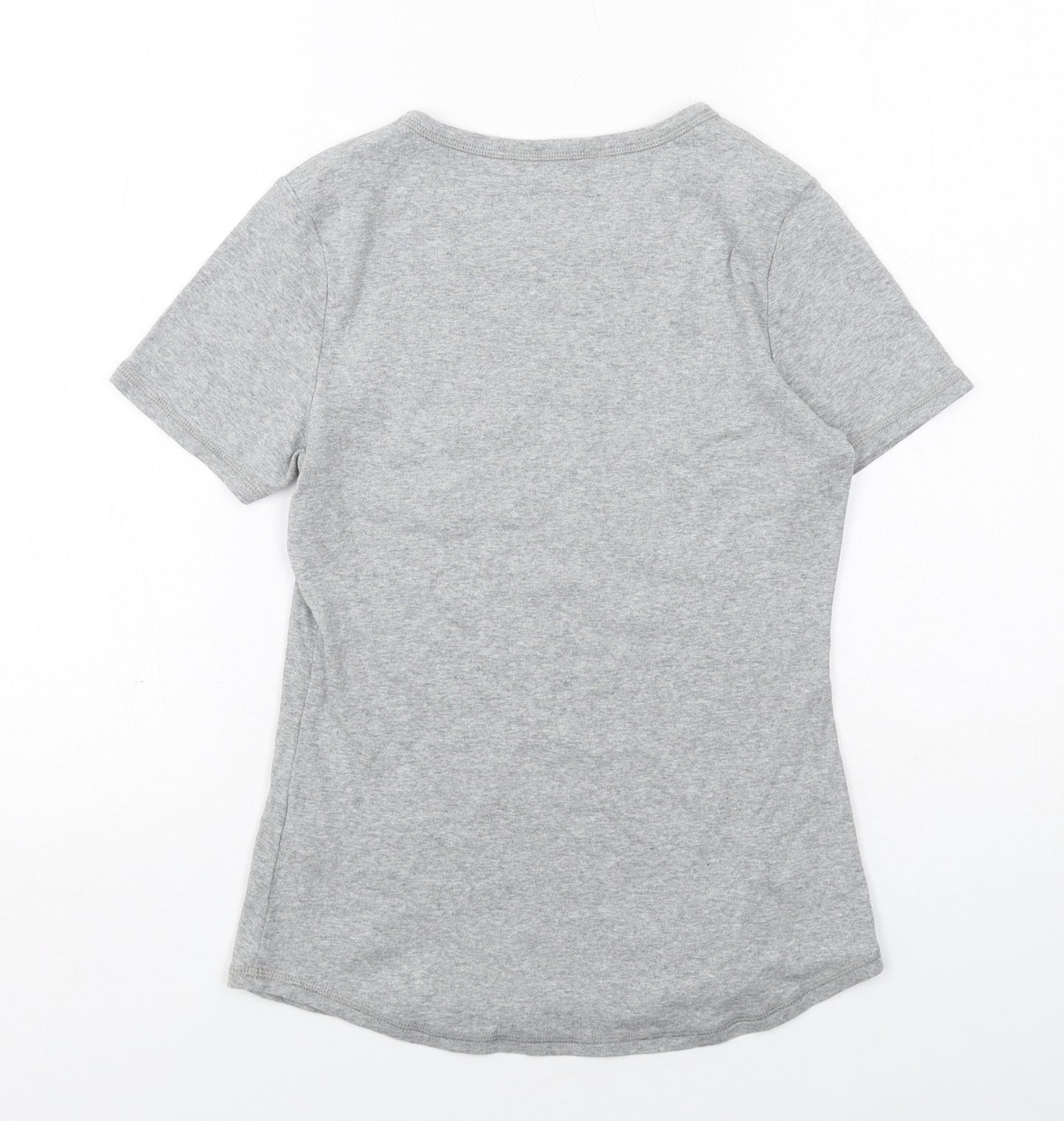 Marks and Spencer Womens Grey Cotton Basic T-Shirt Size 12 Round Neck