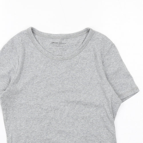 Marks and Spencer Womens Grey Cotton Basic T-Shirt Size 12 Round Neck