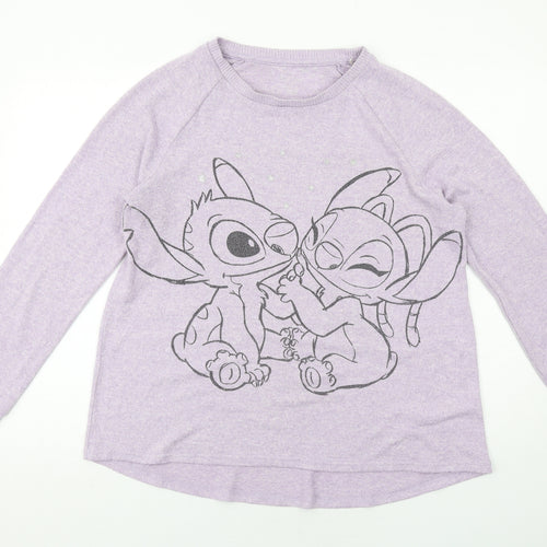 Disney Womens Purple Round Neck Polyester Pullover Jumper Size M - Stitch