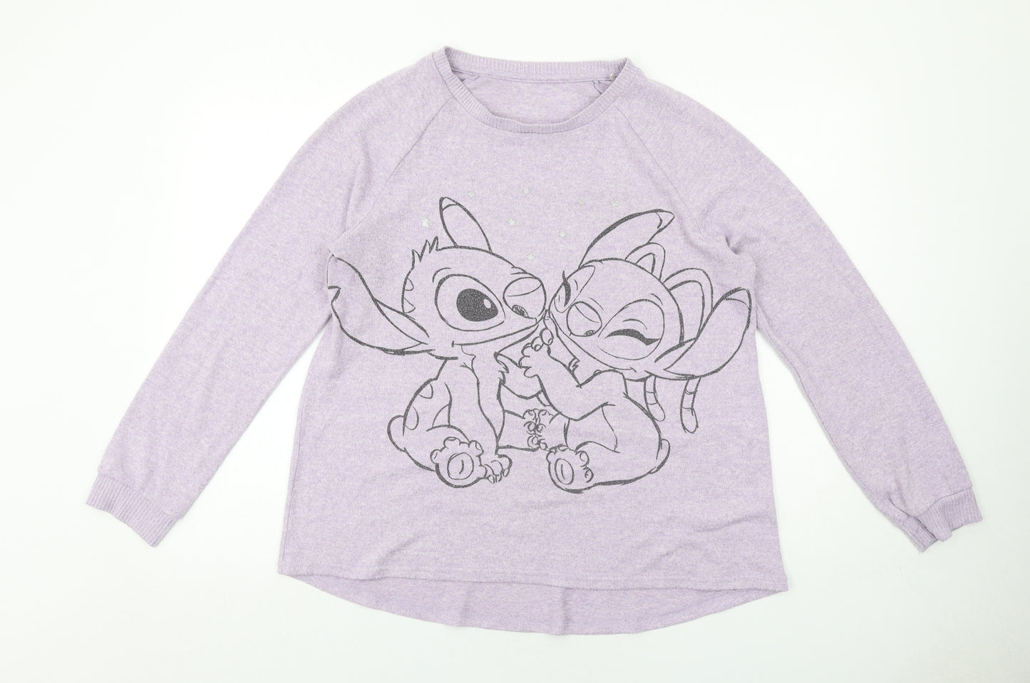 Disney Womens Purple Round Neck Polyester Pullover Jumper Size M - Stitch