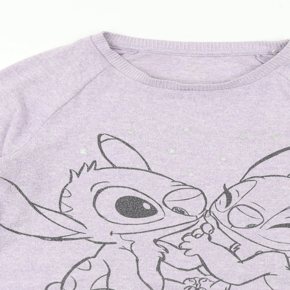 Disney Womens Purple Round Neck Polyester Pullover Jumper Size M - Stitch