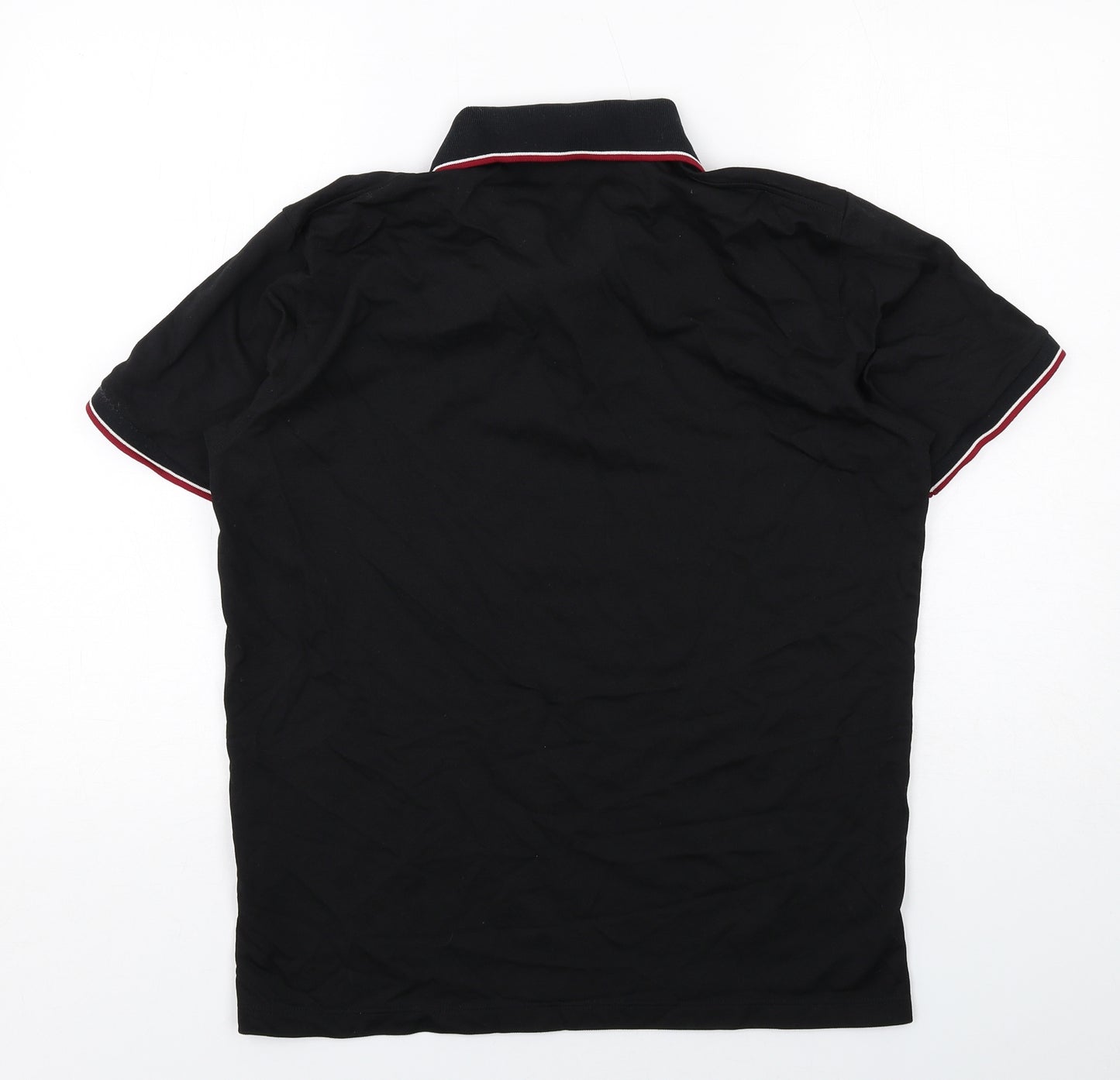 Uniqlo Mens Black Polyester Polo Size L Collared Button