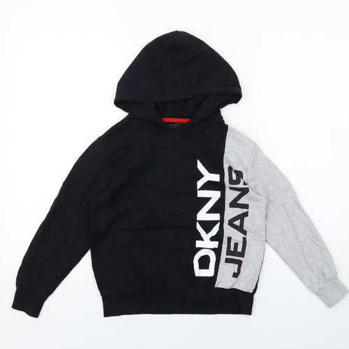 DKNY Boys Black Cotton Pullover Hoodie Size 8 Years Pullover