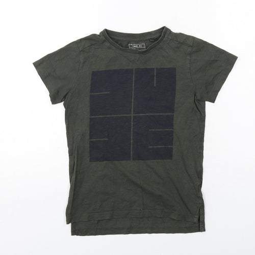 NEXT Boys Green Cotton Basic T-Shirt Size 7 Years Round Neck Pullover