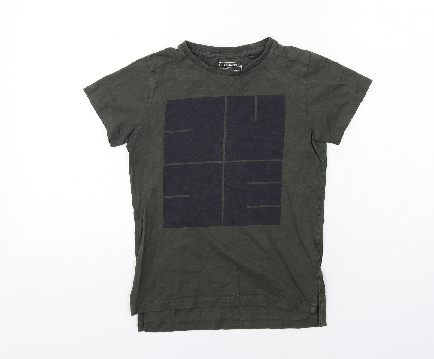 NEXT Boys Green Cotton Basic T-Shirt Size 7 Years Round Neck Pullover