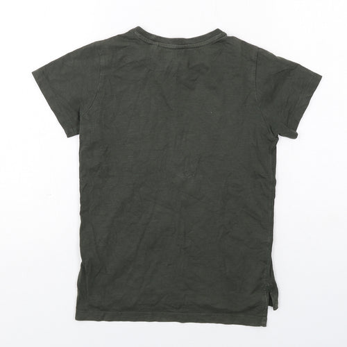 NEXT Boys Green Cotton Basic T-Shirt Size 7 Years Round Neck Pullover