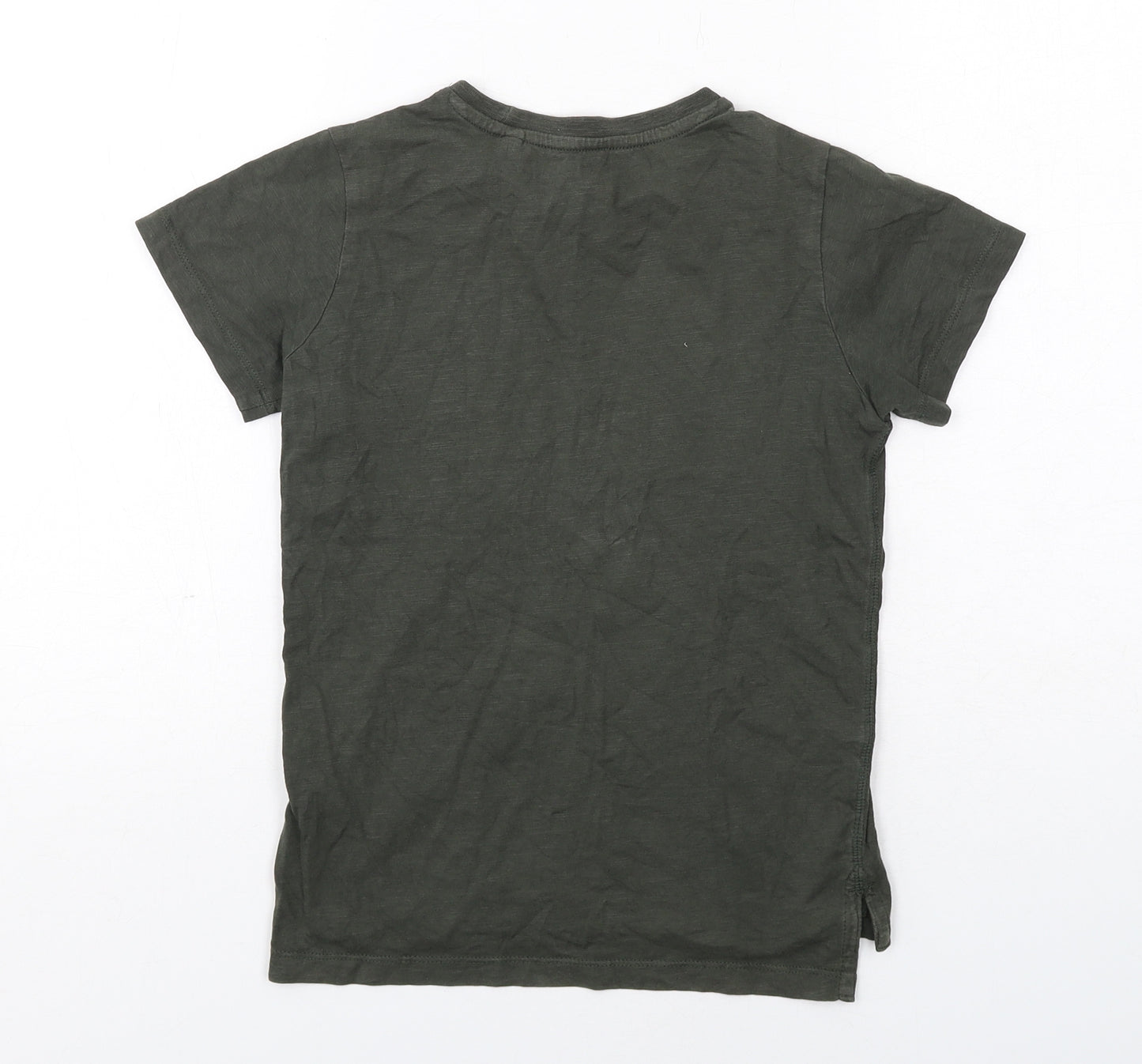 NEXT Boys Green Cotton Basic T-Shirt Size 7 Years Round Neck Pullover