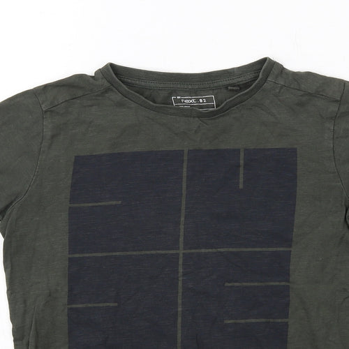 NEXT Boys Green Cotton Basic T-Shirt Size 7 Years Round Neck Pullover