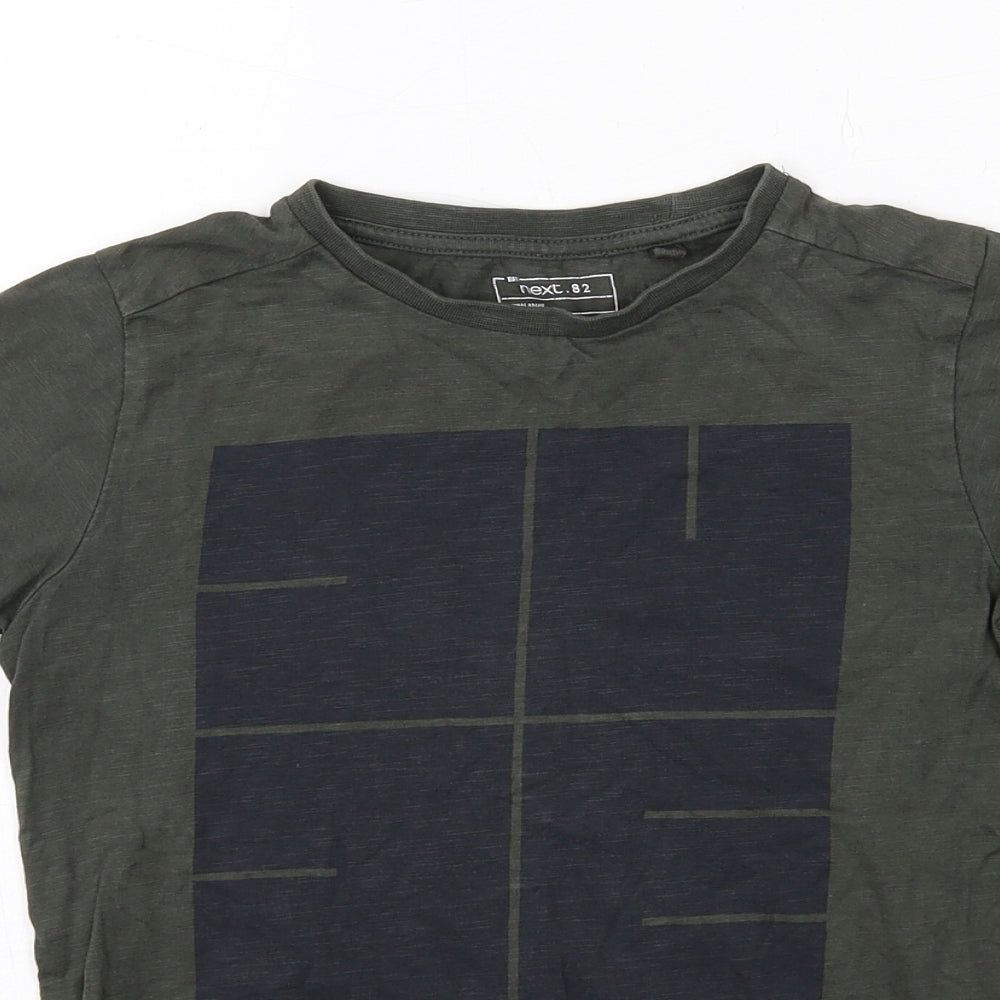 NEXT Boys Green Cotton Basic T-Shirt Size 7 Years Round Neck Pullover