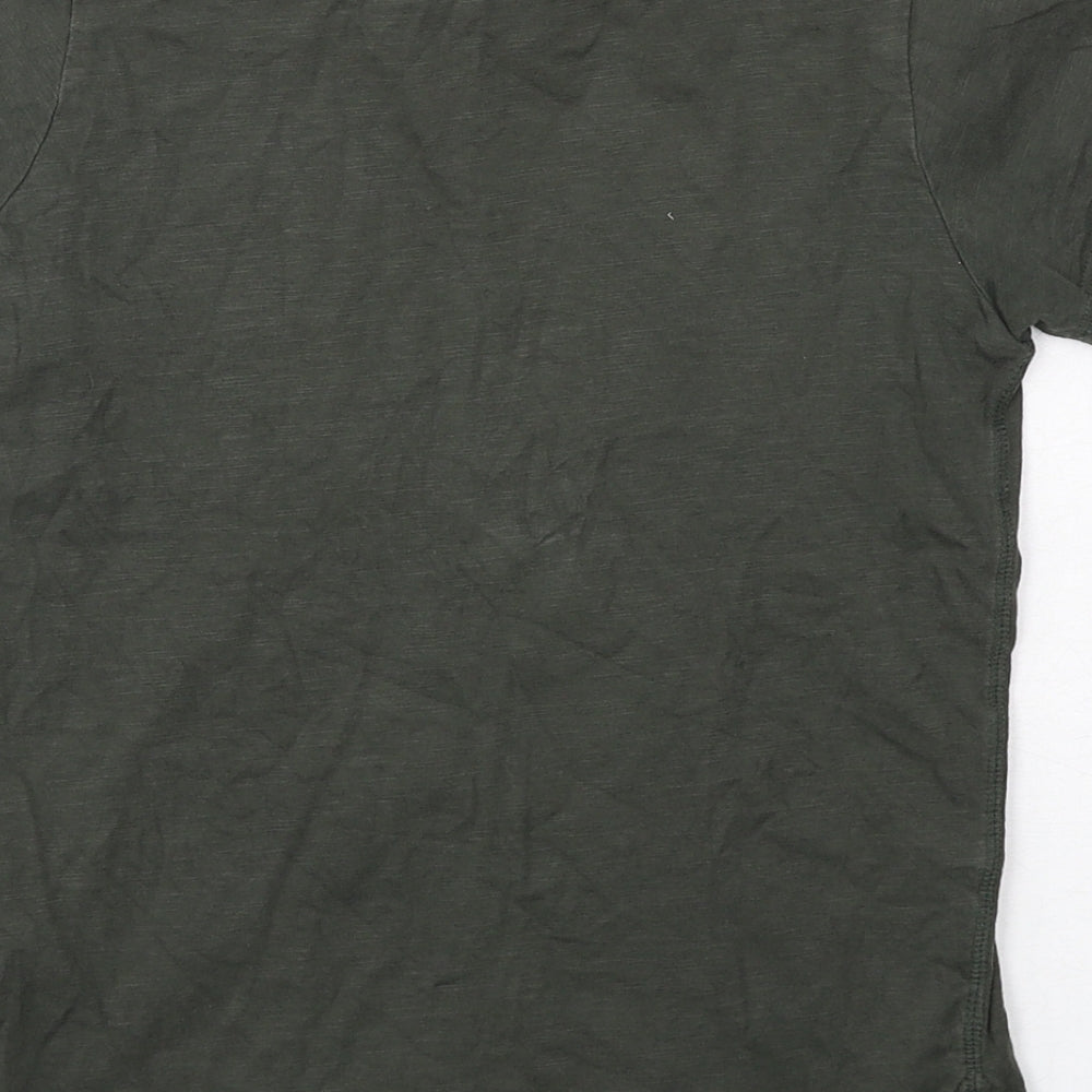 NEXT Boys Green Cotton Basic T-Shirt Size 7 Years Round Neck Pullover