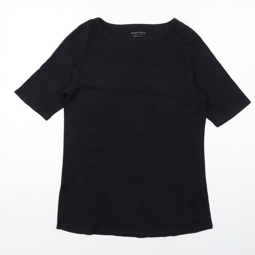 Marks and Spencer Womens Black Cotton Basic T-Shirt Size 14 Round Neck