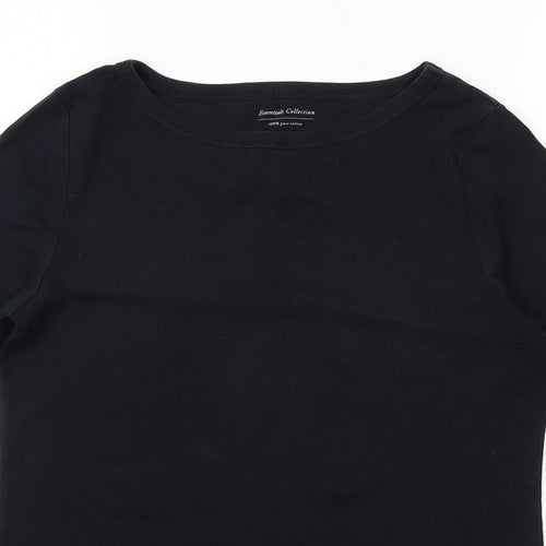 Marks and Spencer Womens Black Cotton Basic T-Shirt Size 14 Round Neck