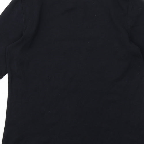 Marks and Spencer Womens Black Cotton Basic T-Shirt Size 14 Round Neck