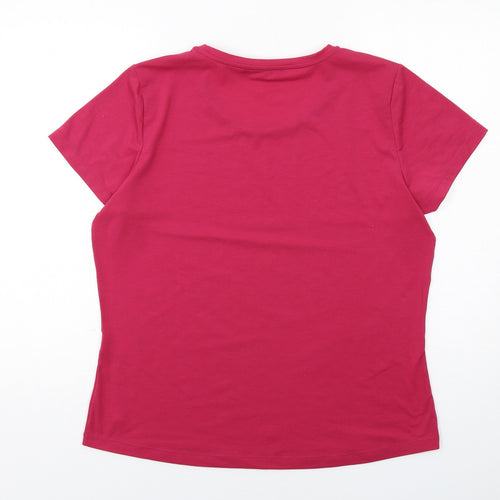 Rohan Womens Pink Polyester Basic T-Shirt Size 16 Round Neck