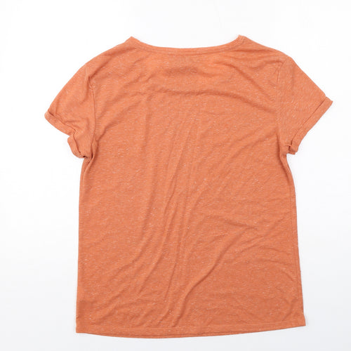 NEXT Womens Orange Geometric Polyester Basic T-Shirt Size 12 Round Neck