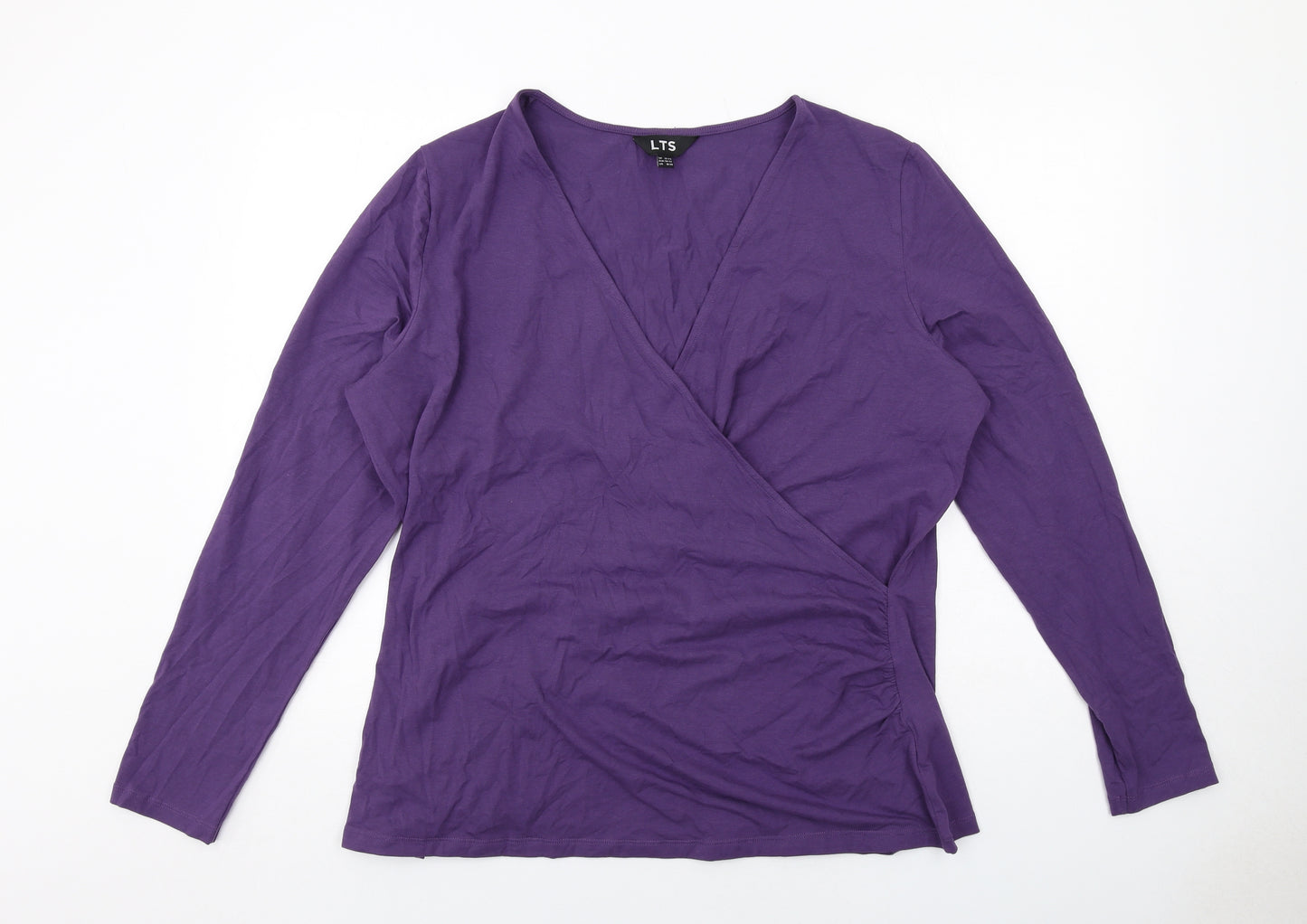 LTS Womens Purple Cotton Basic T-Shirt Size 22 V-Neck