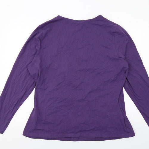 LTS Womens Purple Cotton Basic T-Shirt Size 22 V-Neck