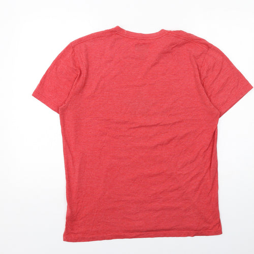 Converse Mens Red Cotton T-Shirt Size L Round Neck