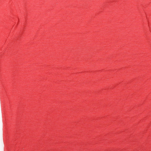 Converse Mens Red Cotton T-Shirt Size L Round Neck