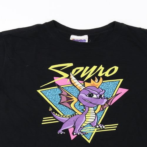Spyro Mens Black Cotton T-Shirt Size L Round Neck - Spyro