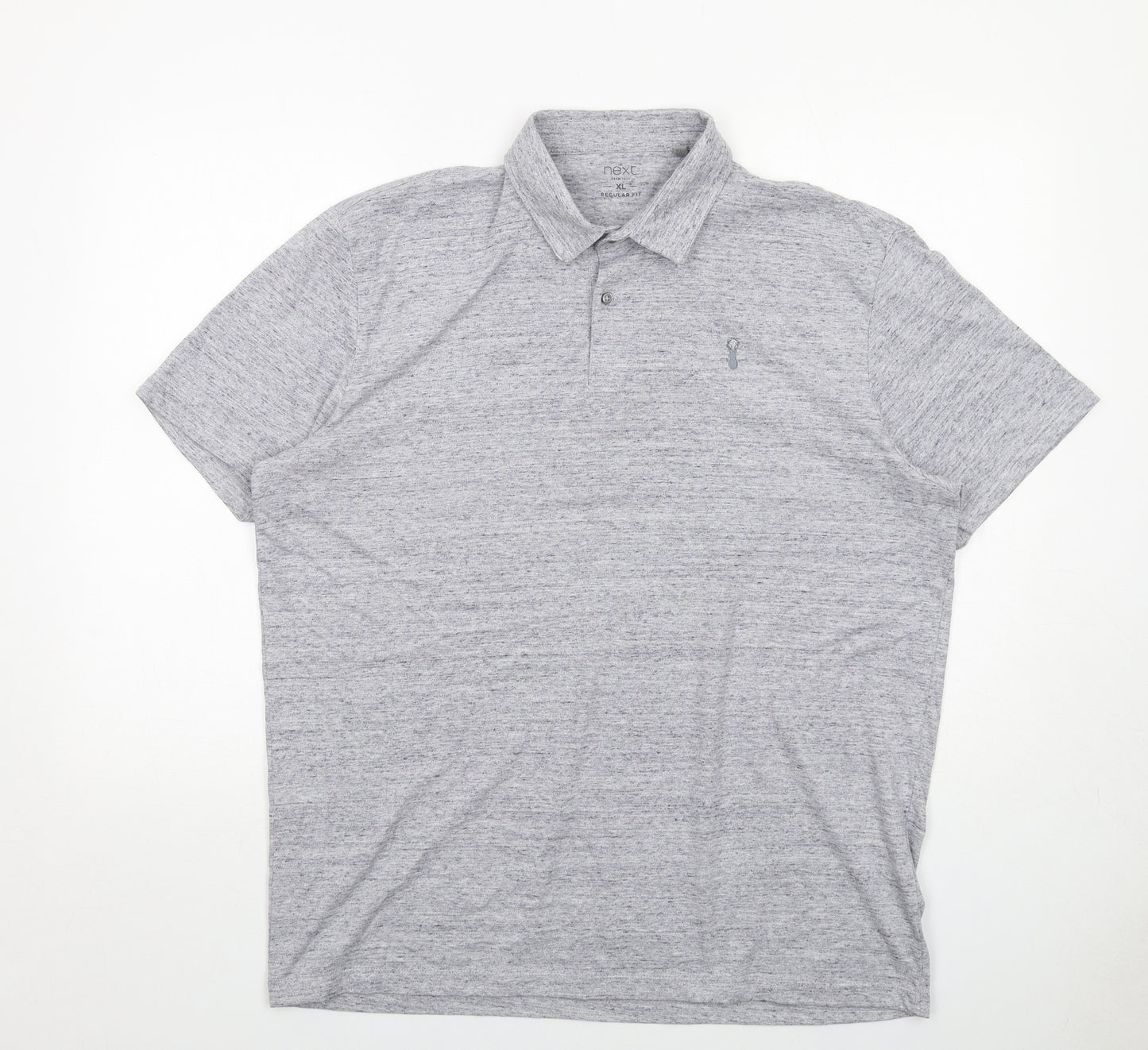 NEXT Mens Grey Cotton Polo Size XL Collared Button