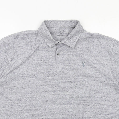 NEXT Mens Grey Cotton Polo Size XL Collared Button